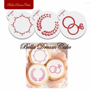 Backformen 3 teile/satz Retro Rahmen Schablonen Präge Kunststoff Form Cookie Dekorative Gadgets Cupcake Spray Malerei Werkzeuge Backformen