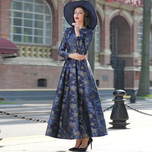 Dress Good Quality Elegant Women Long Sleeve Maxi Dress Floral Jacquard Fall V Neck Lady Autumn Winter Party Fashion Boho Vestidos