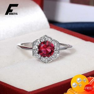 Pierścienie zespołowe Pierścienie retro 925 Srebrna biżuteria urok Ruby cyrkon Pierścień palca dla kobiet Wedding zaręczynowe Cessories Hurtownia J230517