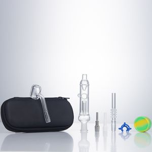 NC018 Dab Rig Glass Bong Smoking Pipes 10mm Titanium Ceramic Nails Quartz Banger Nail Clip Dabber Tool Silicon Jar Bag Set Air Hole Recycle Water Perc Bubbler Pipe