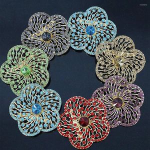 Brooches Wholesale Price Round Big Flower Brooch 63mm Mix-colors Rhinestone Crystal Scarf Weddings Gold-color Charms Pins Jewelry B1235