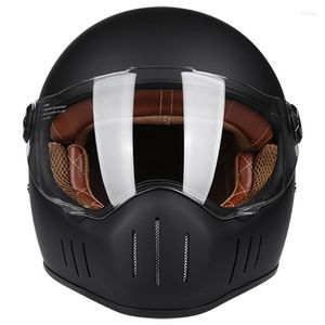 Motorradhelme Vintage Retro Fiberglas Moto Cruise Motorradhelm Casque Casco Full Face Chopper Rider