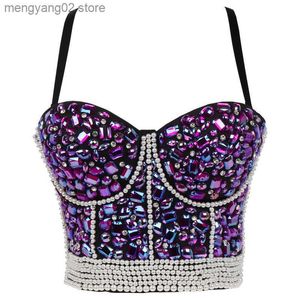 Women's Tanks Camis Rhinestone Diamond Sequin Tank Top Women Stage Party Shaper Camis Bra Shirt Woman Clothes Punk Corset Ladies Crop Tops y2k Blusa T230517