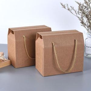 Presentförpackning 50st/Lot Kraft Paper Packaging Box År Stekt Ris Cake Biscuit