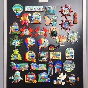 Decorative Objects Turkey Travel Magnetic Fridge Magnets Turkey Commemorative Decoration Craft Gift Resin Painted Magnet Refrigerator Sticker 230516