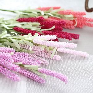 Flores decorativas grinaldas 1 Bouquet Lavanda Flor Artificial Diy Diy para festa de casamento em casa Decoração de noiva Vaso de espuma plástico falso