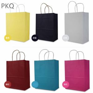 Gift Wrap Colorful Small Kraft Paper Bag With Handle Wedding Birthday Party Package Wrapping Supplies Jewelry Bags 10pcs