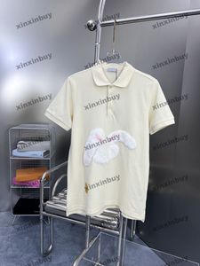 Xinxinbuy Men designer tee t shirt 23SS flockade kanin patch kort ärmmullskvinnor svart vit blå m-2xl