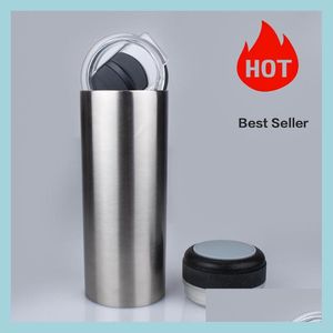 Other Drinkware Straight Sublimation White Music Tumbler 500Ml Stainless Steel Water Bottle With Speaker Outdoor Portable Cup Drop D Dhvbb