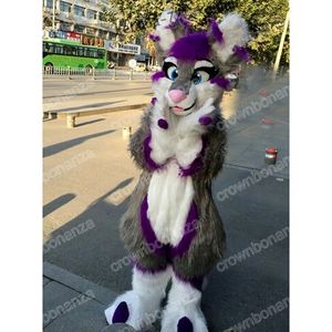 Performance lange pelzige Husky Fox Hund Maskottchen Kostüme Cartoon Karneval Unisex Erwachsene Outfit Geburtstagsfeier Halloween Weihnachten Outdoor Outfit Anzug