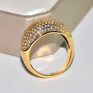 Ringas de banda Rings Real 18k Gold Rings for Women Luxury Full Diamond Fine Jewelry Wedding Party for Girlfriend Wife Gift Bijoux Femme J230517