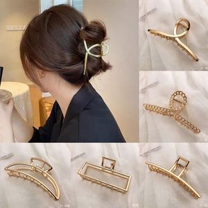 Hair Clips Barrettes Fashion Metal Hair Claw For Women Gold Silver Color Cross Crab Hair Clip Korean Elegant Geometric Hairpin Girl Hair Accessories 230517