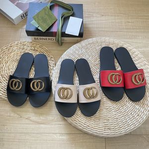 مصمم مزدوج G Slides Women Sandal Slippers Rattan Platform Platfor