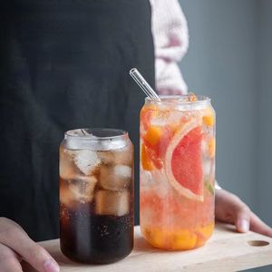 Water Bottles 360500ml Glass Cup Reusable Straw Coke Cup Transparent Water Juice Glass Beer Can Milk Coffee Mug Drinkware Kitchen Accessories 230516