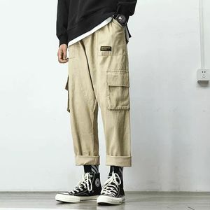 Men's Pants Cargo Men Streetwear Hip Hop Elastic Waist Harem Ankle Length Trousers Black Army Green Harajuku Loose Casual Pocket