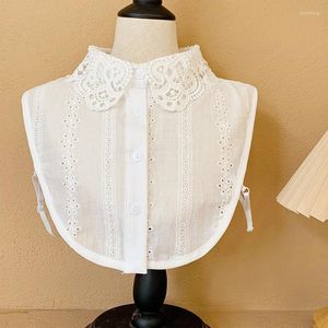Bow więzi Sitonjwly Cotton White Girls Shirt Odłączona kołnierz dla kobiet#39; S fałszywe kołnierze żeński naszyjnik ubrania dekoracyjne