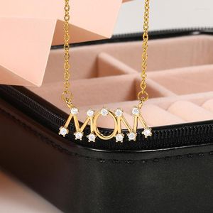 Chains Stainless Steel Mother's Day CZ Mom Letter Pendant Necklace For Women Mama Clavicle Chain Choker Personality Jewelry Gifts