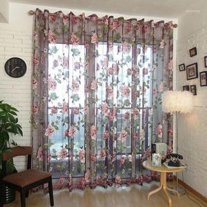 Kurtyna 1PCS klasyczny kwiat zaciemniający okno Przezroczysty tiulowy salon sypialnia Sheer Decor Decor D35