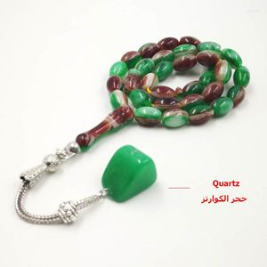 Strand Rosary Mussalim Green 2023 Стиль Tasbih 33 Beads Islam Natural Quartz Stone Tassel Bracelet