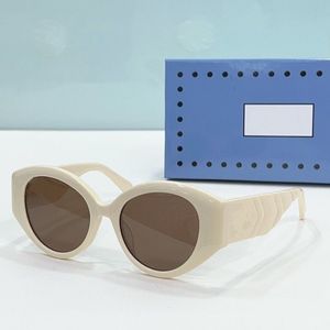 2023 women men high quality fashion sunglasses white width plank full frame brown gradient color round glasses available with box
