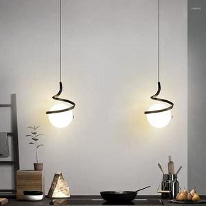 Lâmpadas pendentes Luzes LED modernas Lâmpadas de vidro de iluminação interna para mesas de jantar em casa Luz de decoração da sala de estar da cozinha