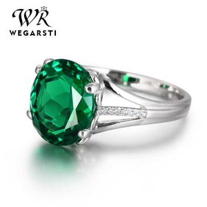 バンドリングWegarasti Silver New Jewelry Emerald Ring Silver New Women Zircon Natural Gemstone Rings Party Ring Ring Fine Jewelry J230517