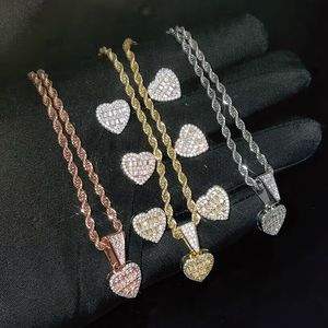 New Fashion Sparking Bling 5A Cubic Zircon CZ Paved Heart Pendant Earring Necklace Set for Women Lady Wedding Jewelry Drop Ship