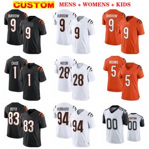 Herr 9 Joe Burrow Fotbollströjor Custom Dam Barn Awuzie Mixon Logan Wilson Hilton Hubbard Karras Tee Higgins Ja'Marr Chase Tyler Boyd McPherson Murphy Ochocinco