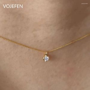 Цепи vojefen 18k золотого подвесного ожерелья подлинная твердая цепь 0,1ct Diamond Diwelry в роскоши AU750 Реал Женщины Женщины