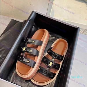 2023 Moda Sandálias Slide Platform Slide 100% vegetais de couro bronzeado Tippi Sandal