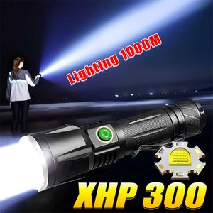 Flashlights facklor XHP360 Taktisk ficklampa Teleskopisk Zoom LED-ficklampa med USB-laddning av icke-halk bärbar fackla vattentät laddningsbar lampa P230517