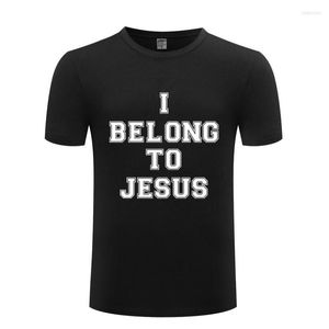 Camisetas masculinas Eu pertenço a Jesus novidade Men Funny Summer Manga curta Camise