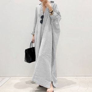 Casual Dresses Gaun Baru Musim Panas Untuk Wanita Mode Kardigan Bergaris Longgar Kasual ELEGAN Komuter Gaun Panjang Atasan 230516