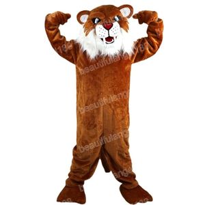 Costume della mascotte del leopardo marrone di Natale Personaggio dei cartoni animati Vestito vestito Festa di Halloween Carnevale all'aperto Festival Vestito operato per uomo Donna