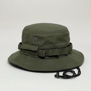 Outdoor Hats High Quality Bucket Hat MOLLE System Unisex Fisherman Hat Cap Summer Autumn 100% Cotton Ajustable Breathable Fishing Hiking Hat 230516