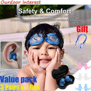 Earplugs 3 Pairs Kids Swimming Ear Plugs Professional Waterproof Reusable Sile Earplugs for Surfing Snorkeling Showering for 5-14 P230517