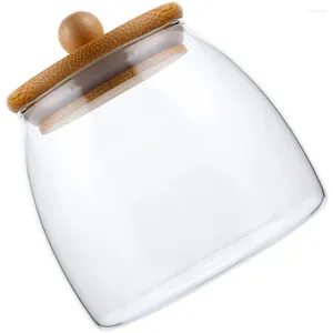 Förvaringsflaskor hushåll te container hemtillbehör burkar lock kan glas godis multifunktion blad