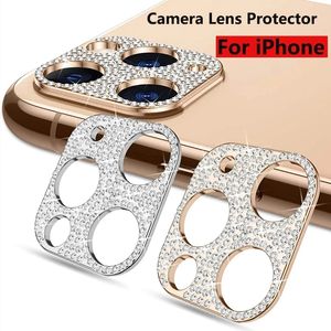 Diamond Camera Lens Protector för iPhone 11 12 13 14 Pro Max Glitter Crystal Shiny Rhinestone Len Glass Film för Apple 13mini 12mini 14Plus