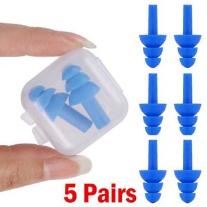 Earplugs 5 Pairs Soft Sile Earplugs Waterproof Swimming Ear Plugs Reusable Noise Reduction Sleeping Ear Plugs Hearing Protection P230517