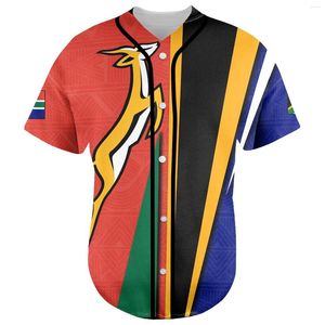 Men's Casual Shirts Black History County South Africa Springbok Tribe Tattoo 3DPrint Summer Harajuku Baseball Jersey Short Sleeves X3