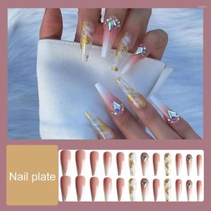 False Nails Fake Nail 1 Set Stunning Harmless Eye-catching Extra Long Pink White V-shaped Sparkling Salon Supply