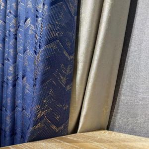 Curtain 2023 Modern Blue And Gold Stitching Simple Light Luxury Curtains For Living Room Bedroom Nordic High-precision