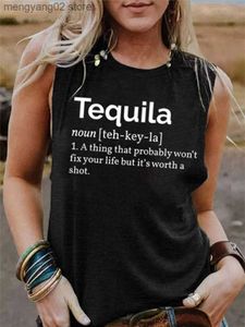 Canotte da donna Camis Canotte estive divertenti per donna Tequila Definition Party Beach T-shirt senza maniche Cute Letter Print Vest Drinks T Shirt Cami 2023 T230517