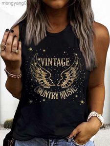 Women's Tanks Camis Vintage Country Music Tank Tops for Women Funny Letter Wings Print Sleeveless Shirts Causal Loose Fit Summer Tee Tops Streetwear T230517