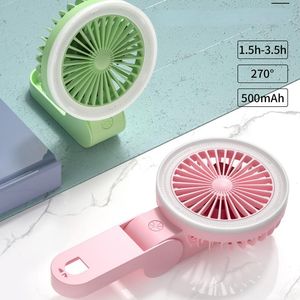 Fans USB Mini Handheld Fan Portable Folding Fill Light Fan Desktop Multifunktionella Small Fans Student Outdoor Summer Cooling Fan