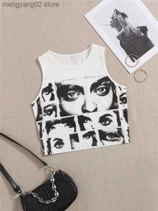 Kvinnors tankar camis high street stil y2k figur grafisk skörd topp kvinnor sommarkläder koreanska mode ärmlös tank top tee shirt streetwear 2022 t230517