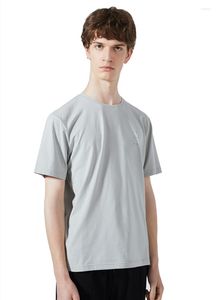 Herr t-skjortor 2023 minimalistisk mode grå blå kort ärm t-shirt / rgb ljus elastisk