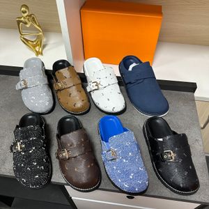 Mysig komforttrosa Sandaler Designer Kvinnor Män platt pälsläder mulor tofflor Fashion Winter Warm Plush Slides Storlek 35-45