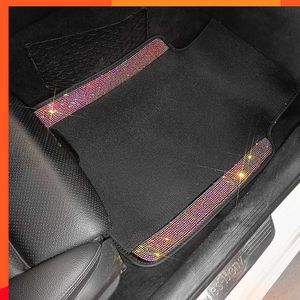 New Car Mats Floor for Woman Universal Bling Carpets Bling Anti Slip Car Floor Mat with Crystal Rhinestones Pink Blue Black Red
