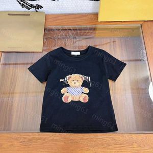 23SS Kinder-T-Shirt, Kleinkind-T-Shirt, Kinder-Designer-T-Shirt, Jungen und Mädchen, Rundhalsausschnitt, reine Baumwolle, Bärenbuchstaben-Logo-Druck, kurzärmliges T-Shirt, hochwertige Kinderkleidung a1